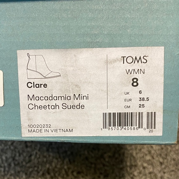 Toms Women's Clare Macadamia Mini Cheetah Ankle Boots - Size 8 - Picture 11 of 11
